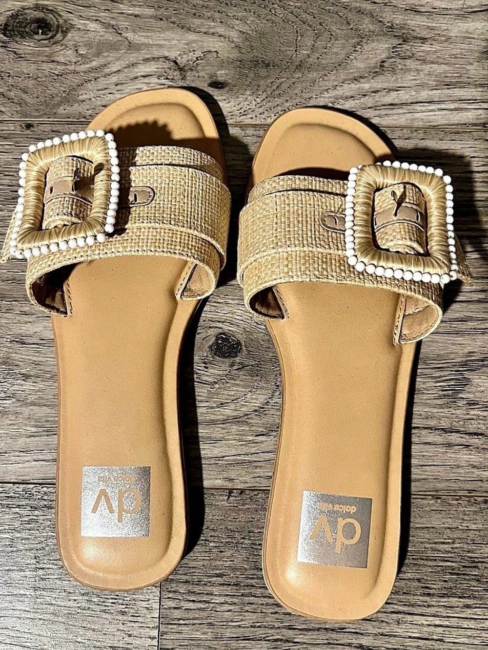 Dolce Vita Embellished Buckle Sandals in Tan